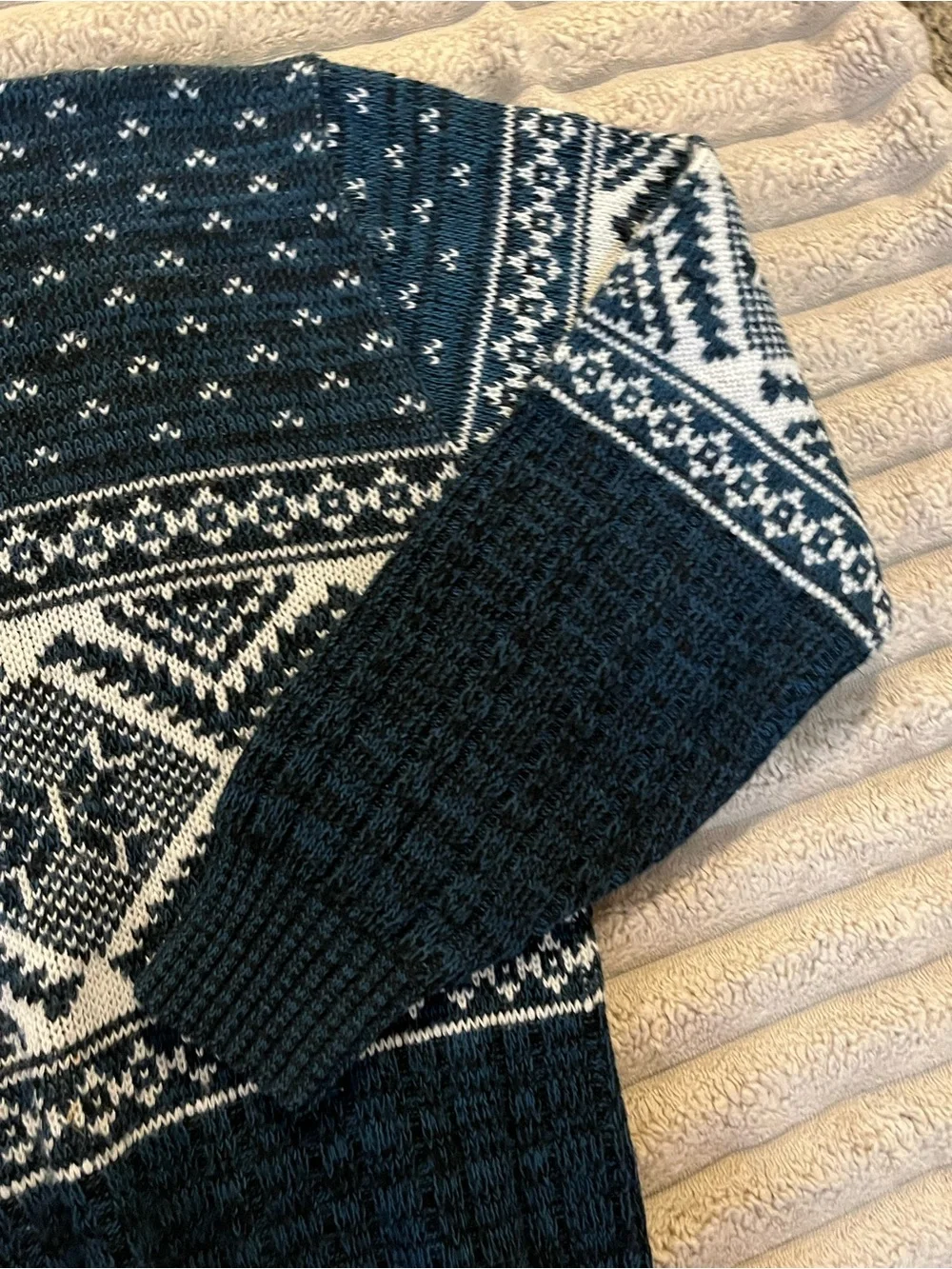Men's Navy and White Nordic Crewneck Sweater